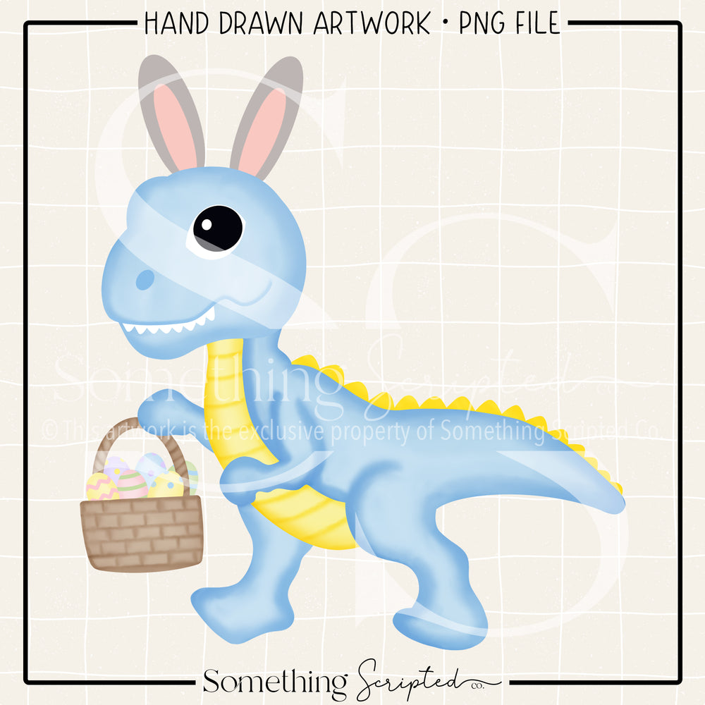 Easter Bunny Blue Dinosaur PNG