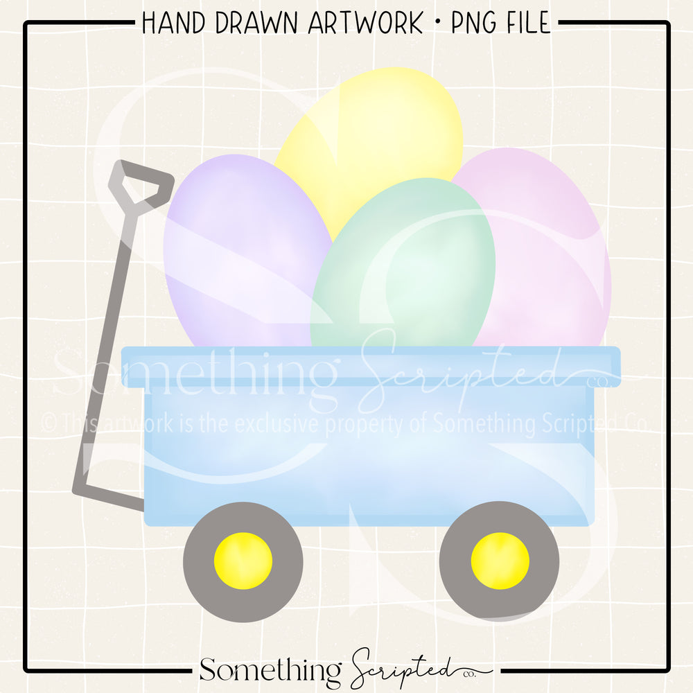 Easter Egg Wagon Blue PNG