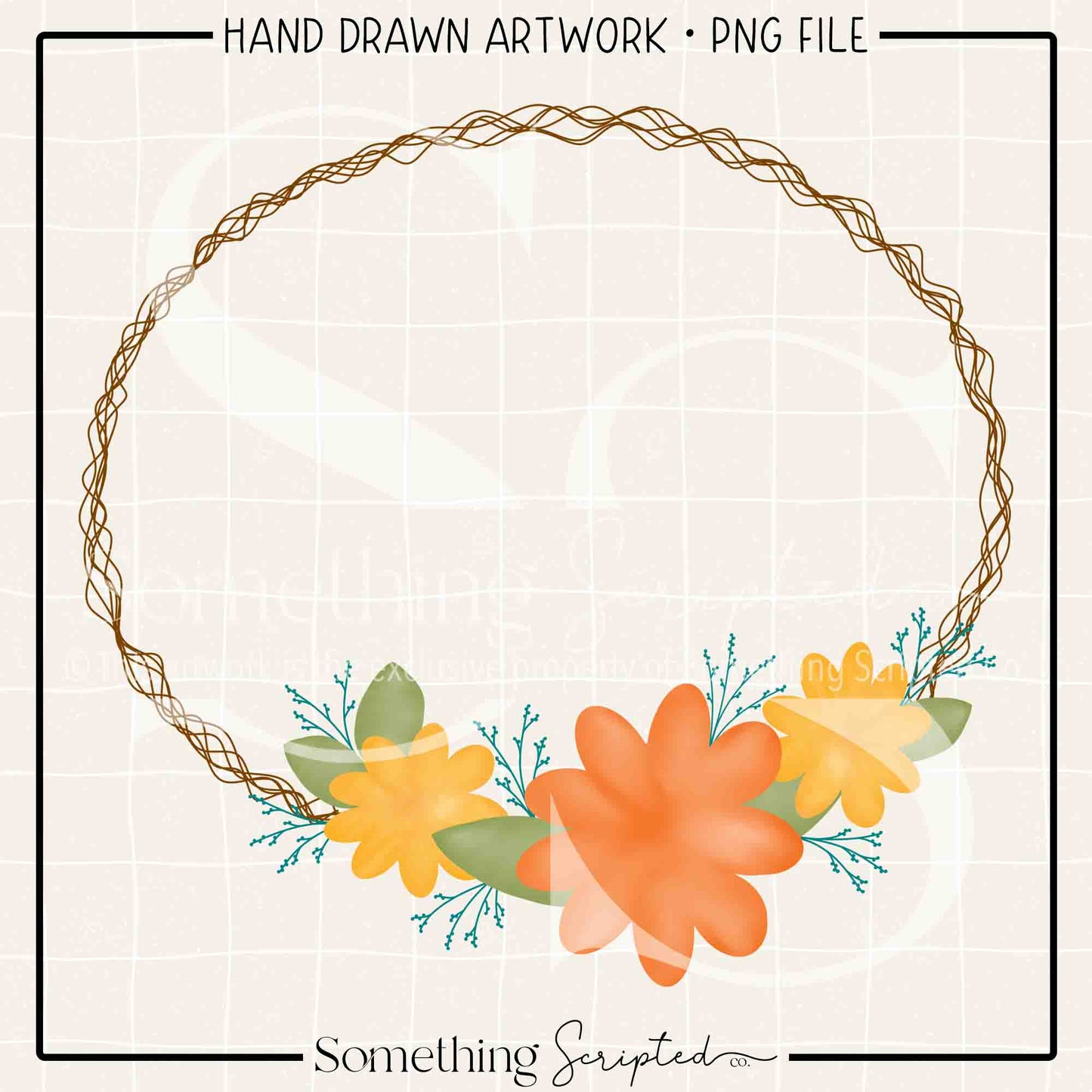 Fall Flower Wreath PNG