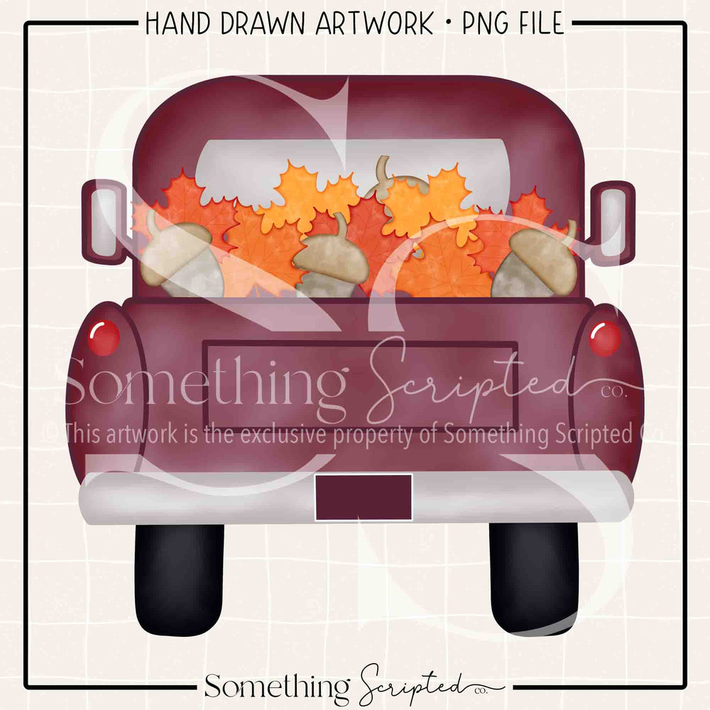 Fall Leaves Pickup Truck PNG