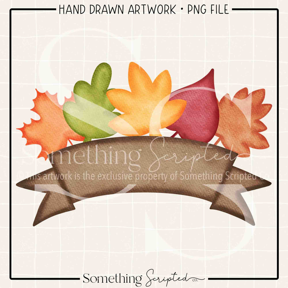 Fall Leaves Curved Banner PNG