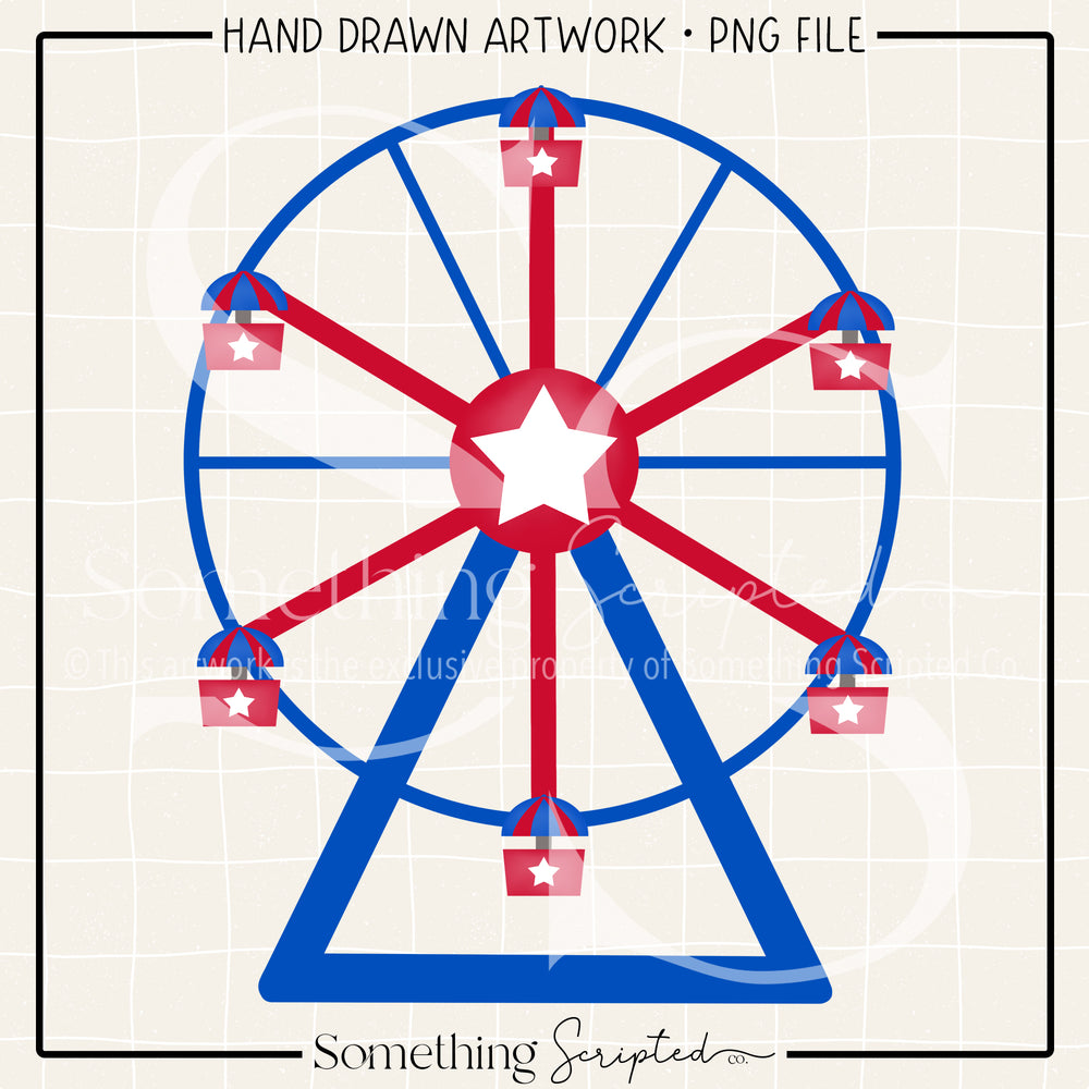 Ferris Wheel Red Blue PNG