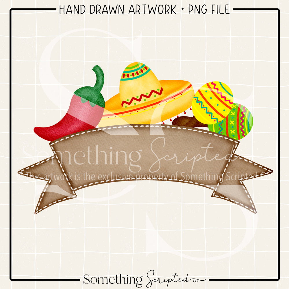 Fiesta Brown Curved Banner PNG