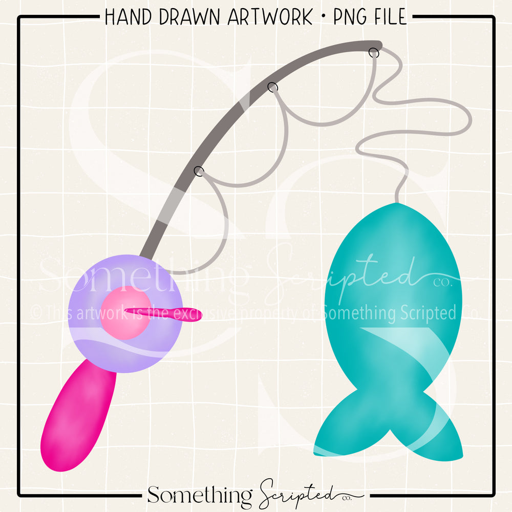 Fishing Pole Catch Pink PNG