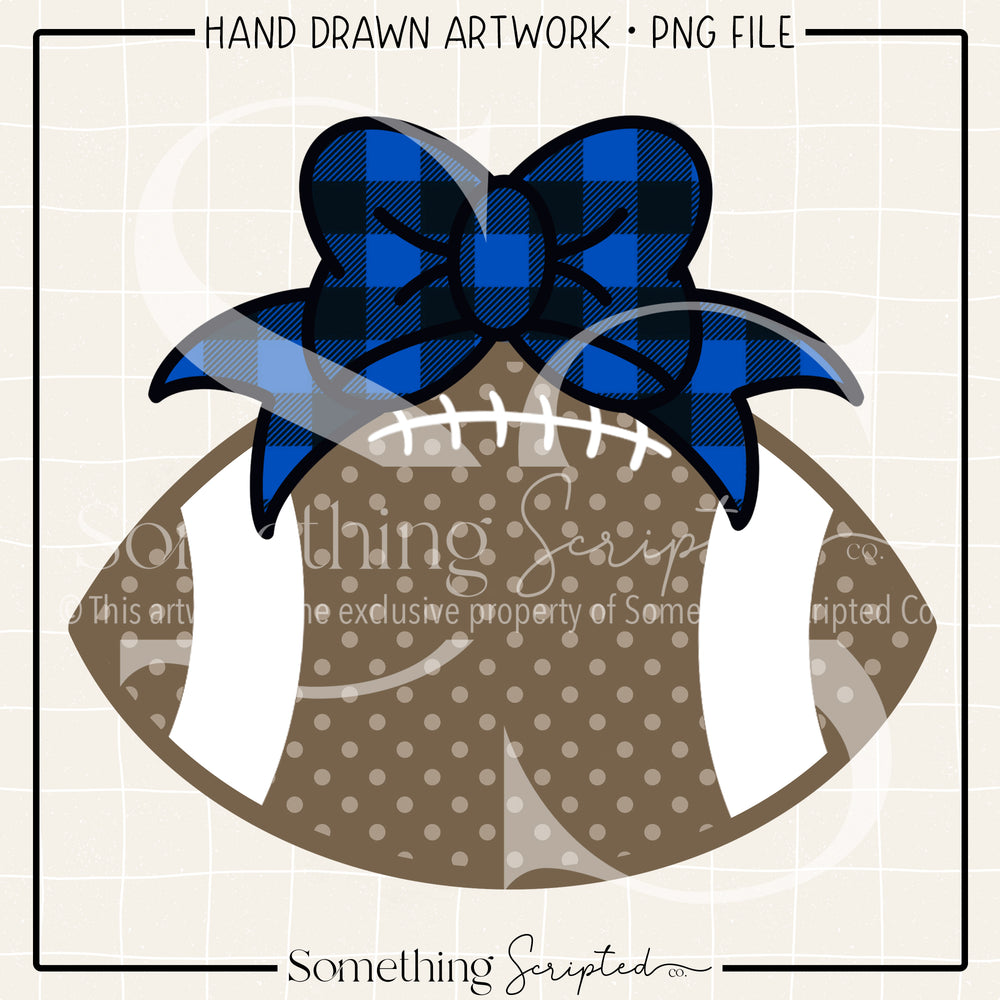 Football Bow Blue Black Check PNG