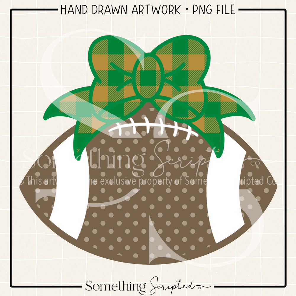 Football Bow Green Gold Check PNG