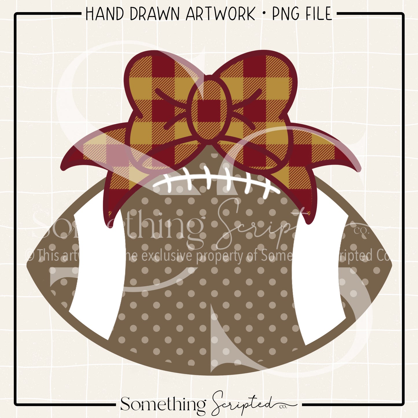 Football Bow Maroon Gold Check PNG