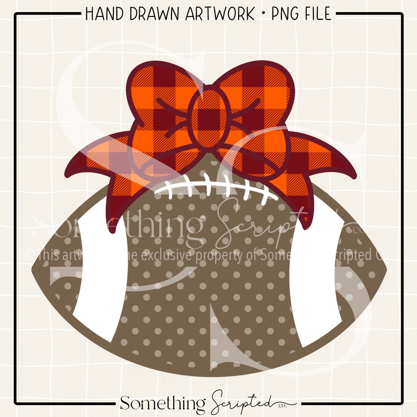 Football Bow Maroon Orange Check PNG