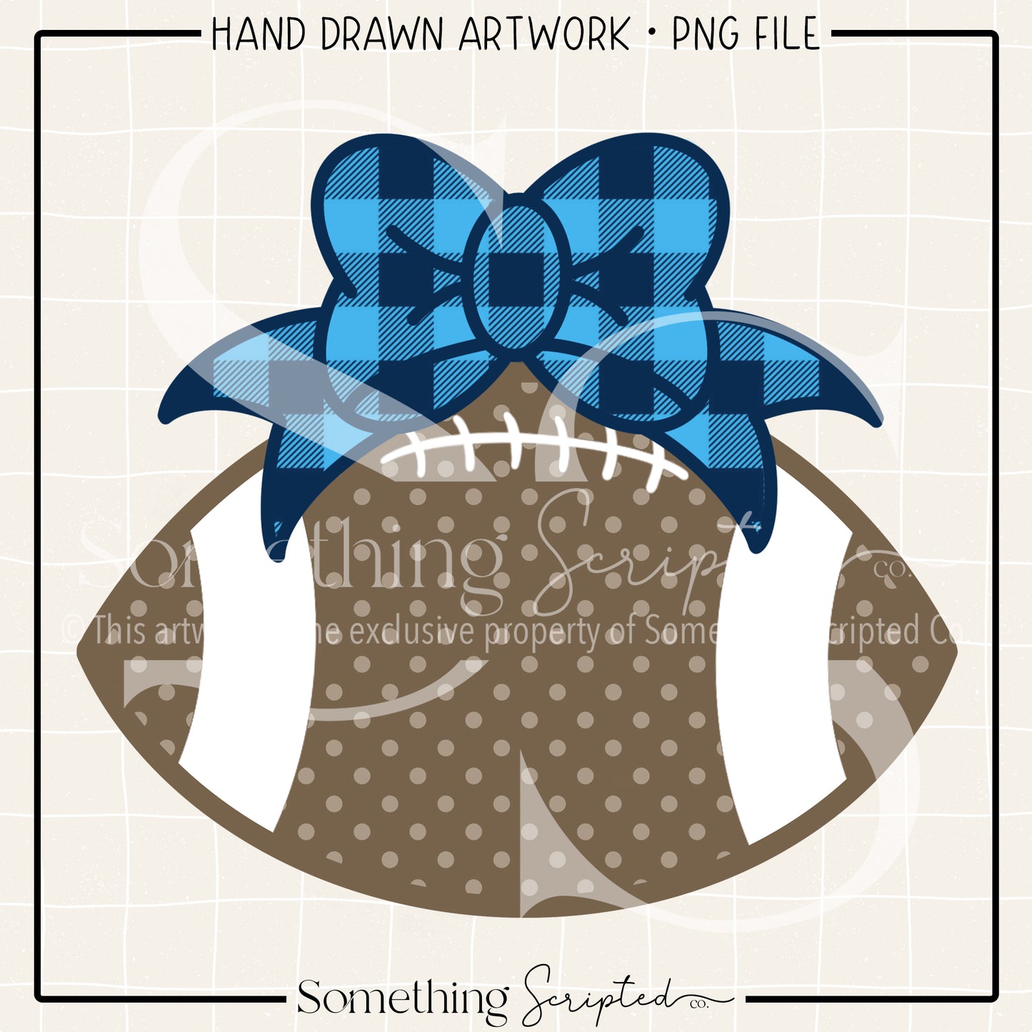 Football Bow Navy Blue Check PNG