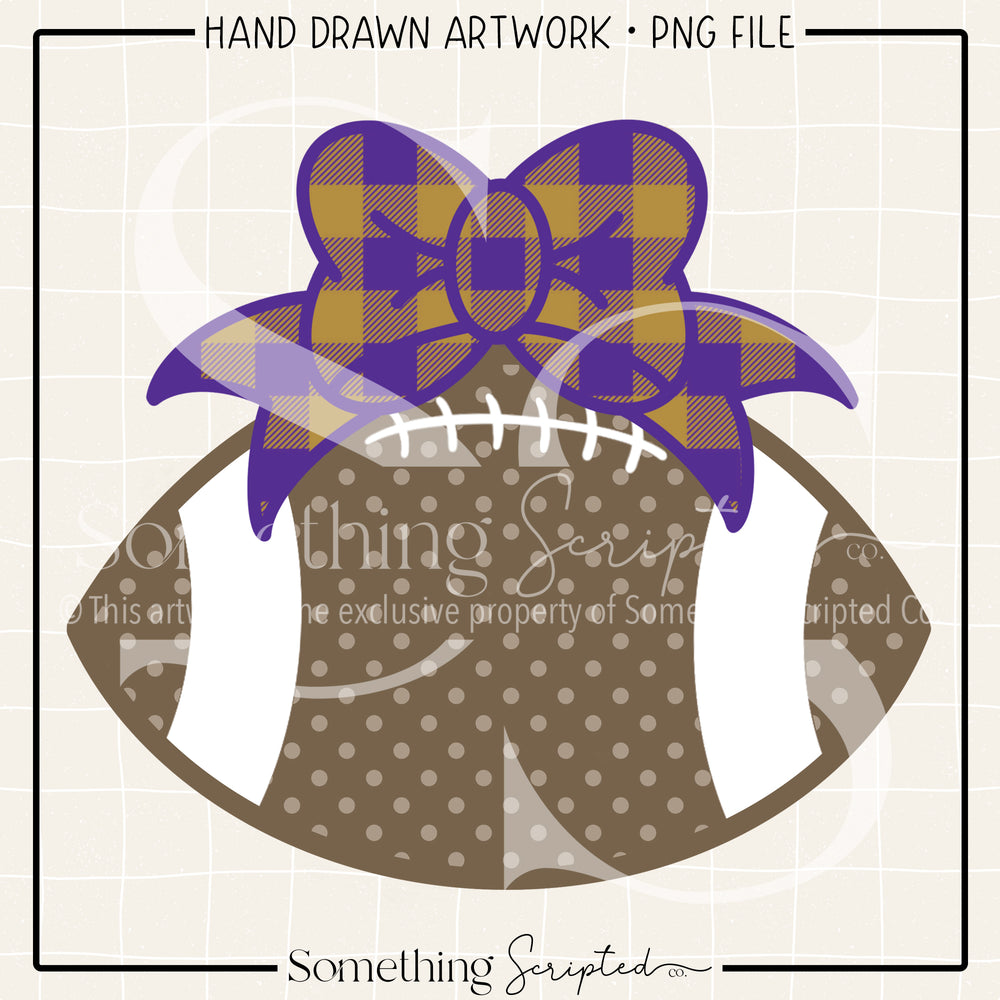 Football Bow Purple Gold Check PNG