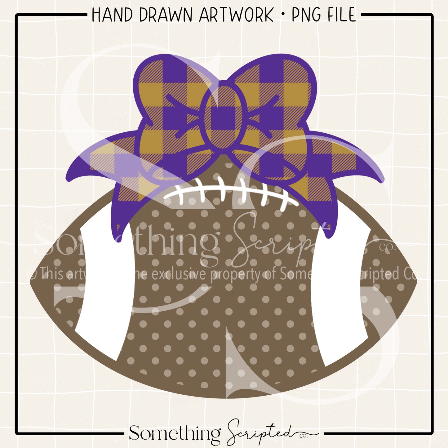 Football Bow Purple Gold Check PNG