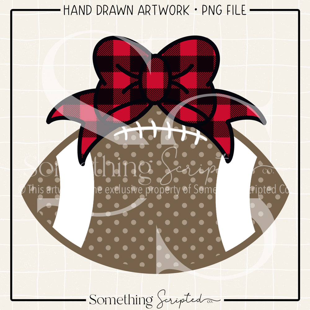 Football Bow Red Black Check PNG