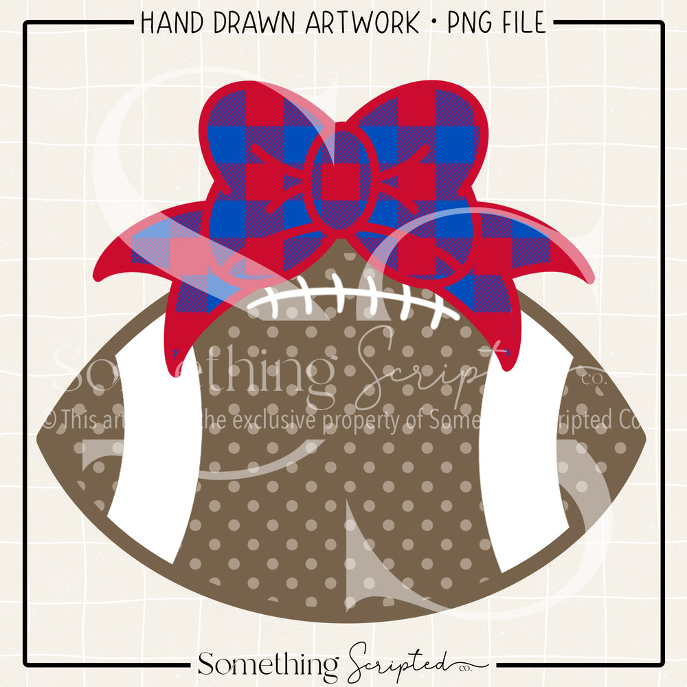 Football Bow Red Blue Check PNG