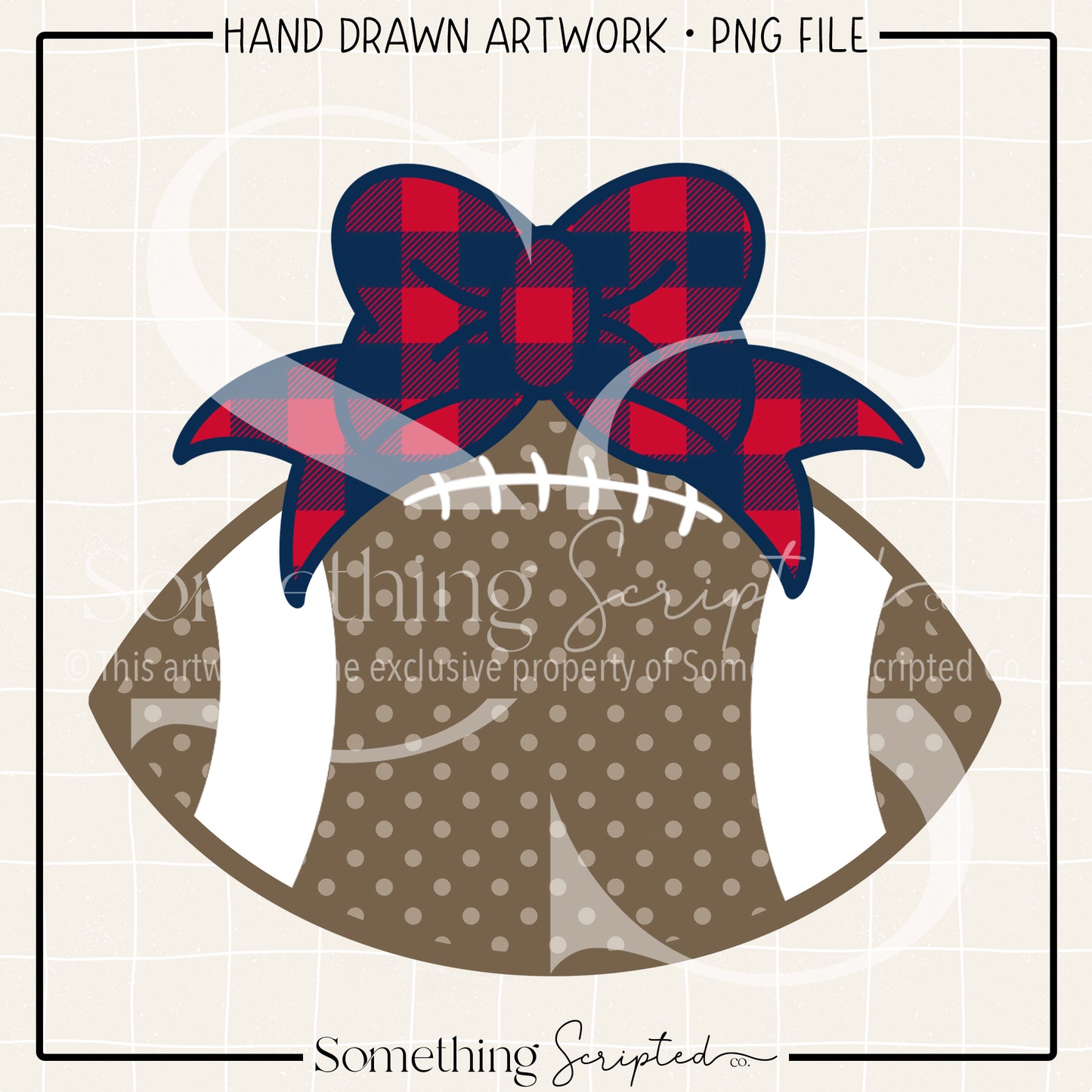 Football Bow Red Navy Check PNG