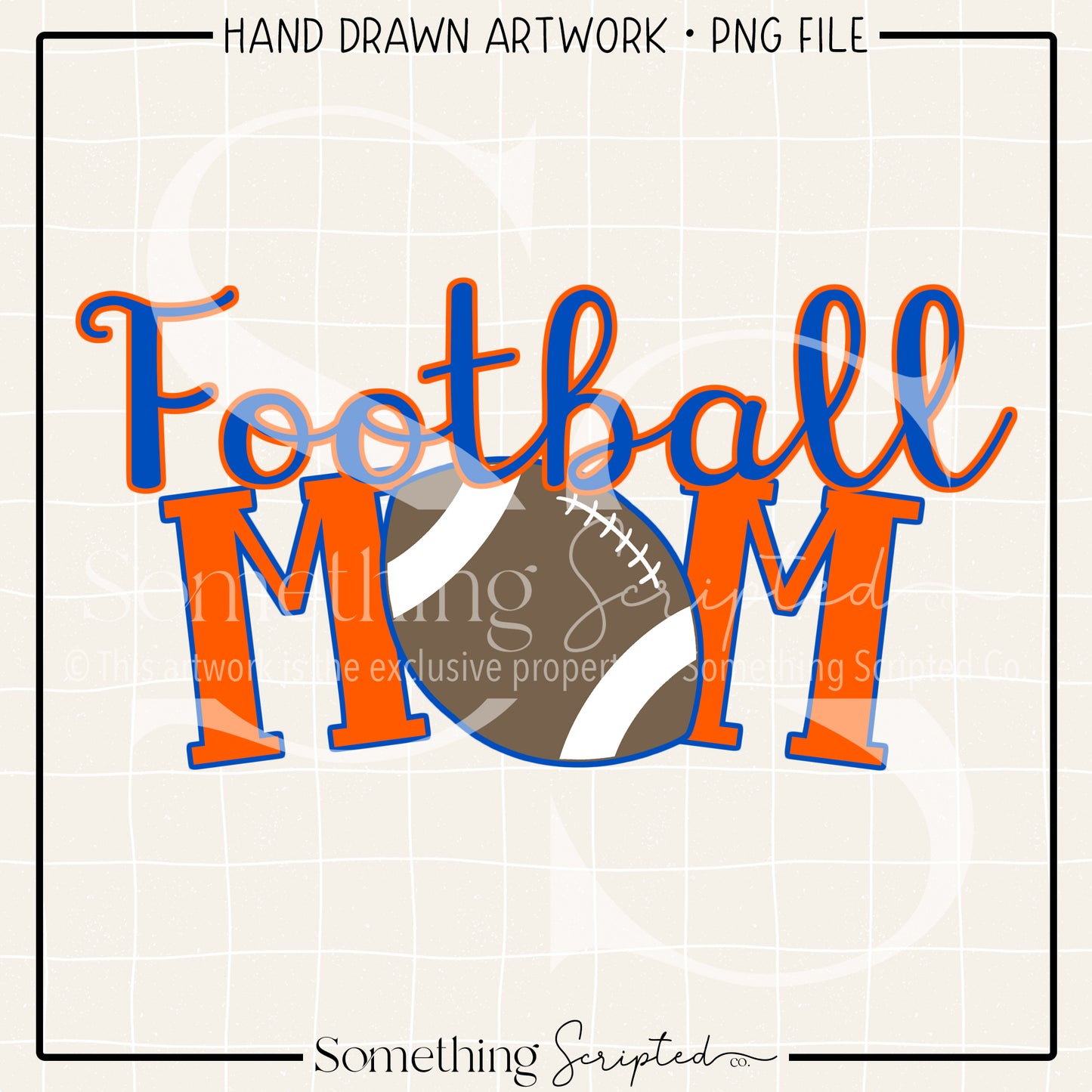 Football Mom Blue Orange PNG