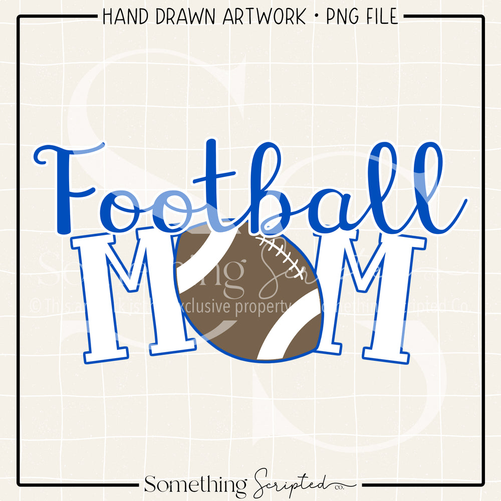 Football Mom Blue White PNG