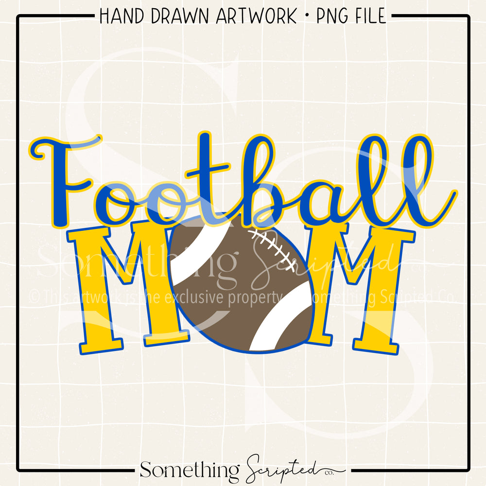 Football Mom Blue Yellow PNG