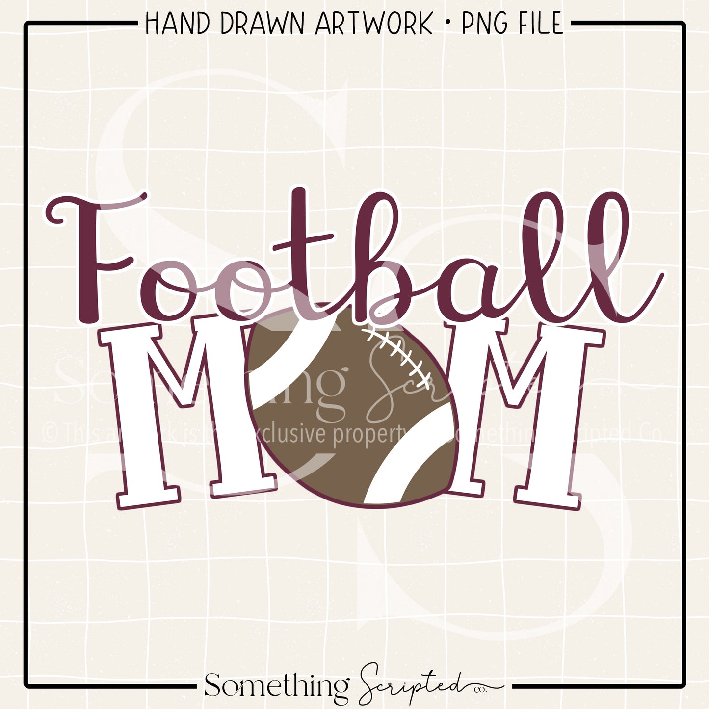 Football Mom Maroon White PNG