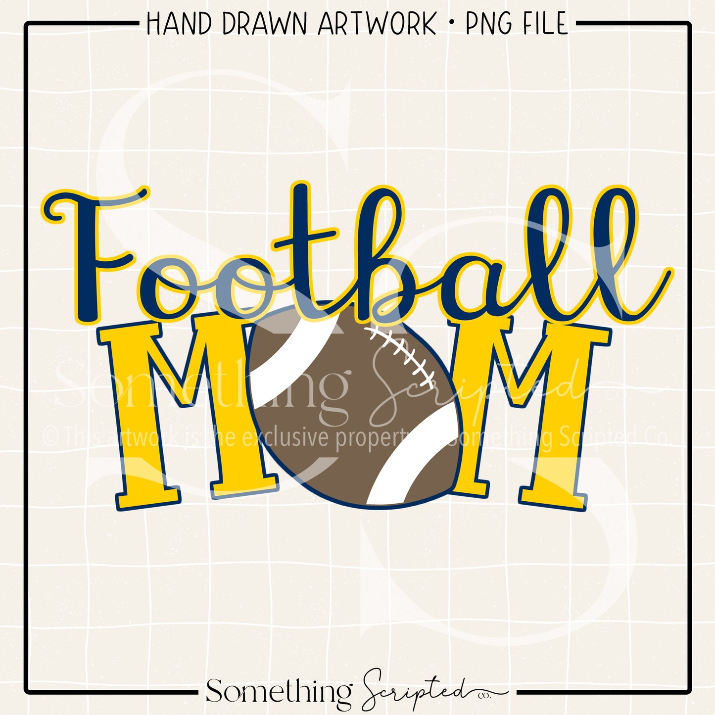 Football Mom Navy Yellow PNG