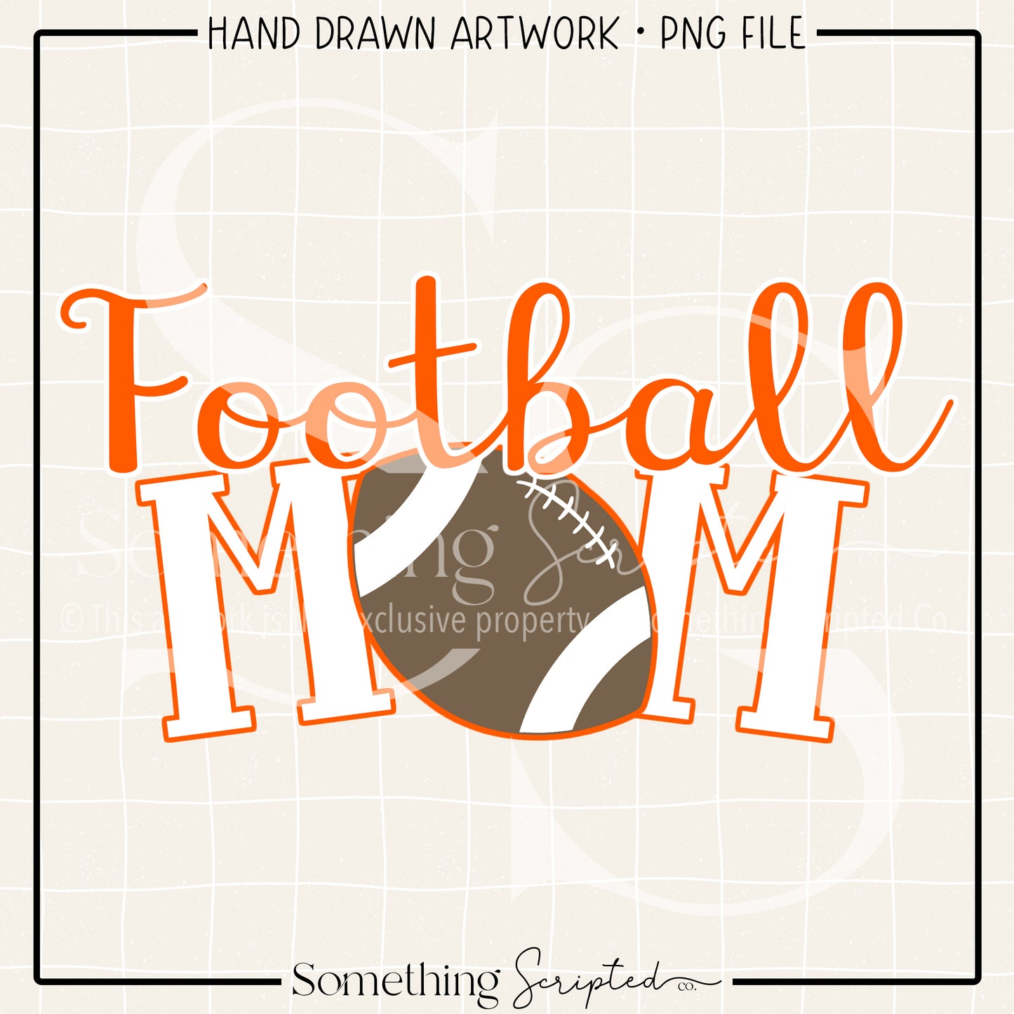 Football Mom Orange White PNG