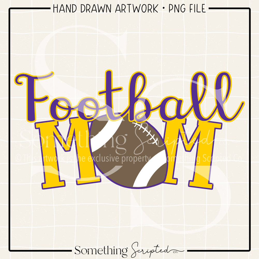 Football Mom Purple Yellow PNG