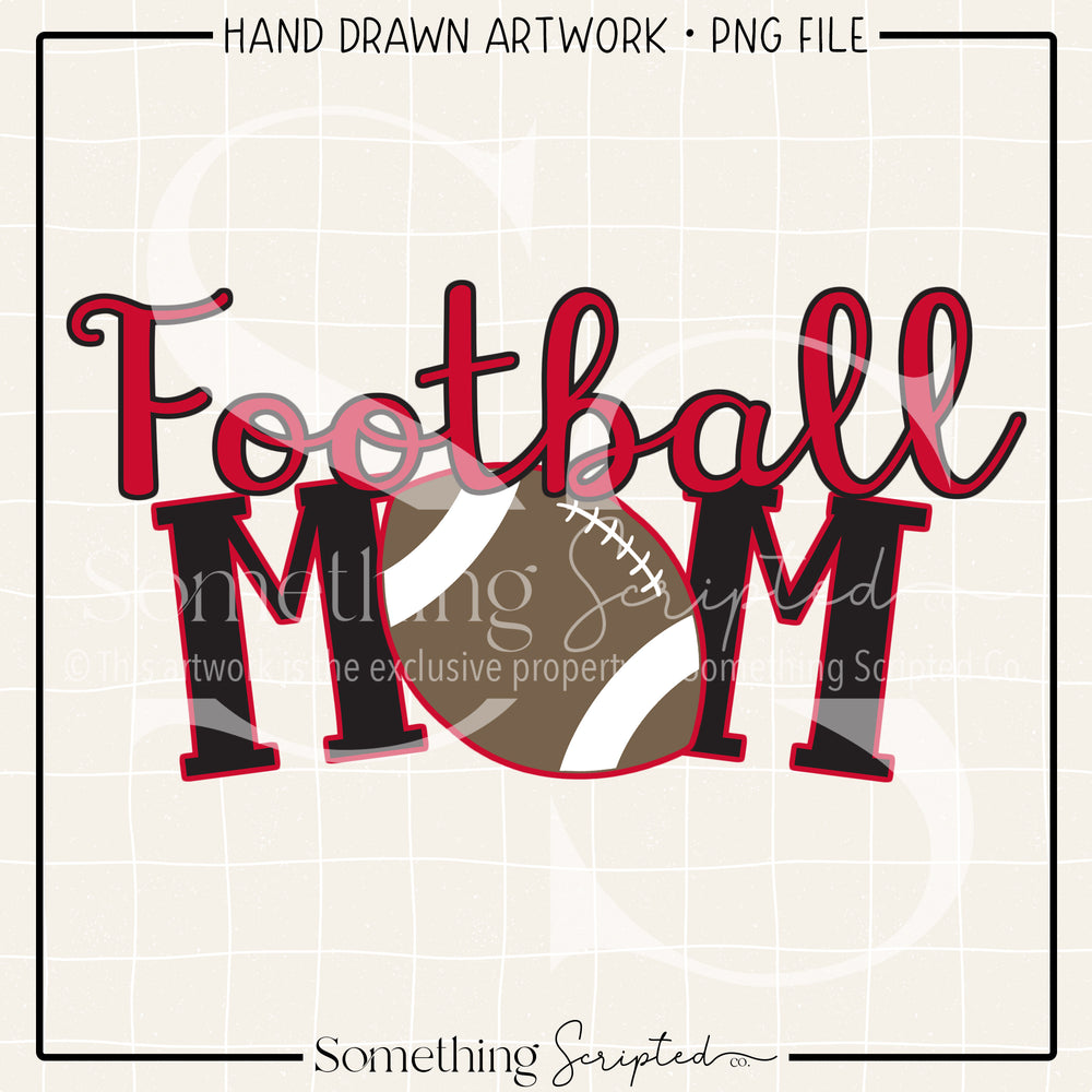 Football Mom Red Black PNG