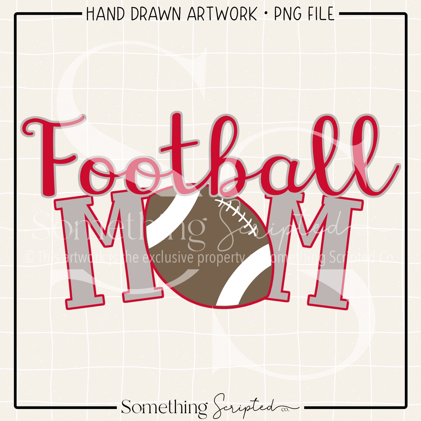 Football Mom Red Silver PNG