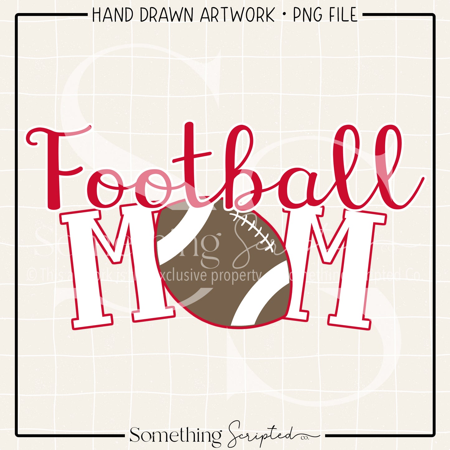 Football Mom Red White PNG