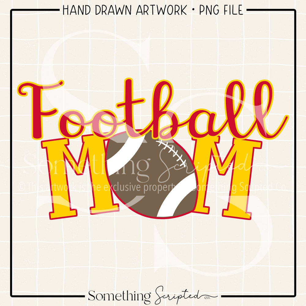 Football Mom Red Yellow PNG