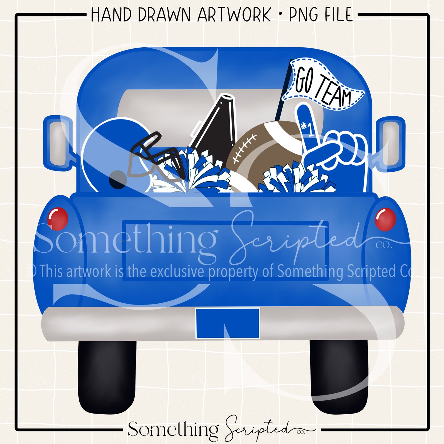 Football Pickup Truck Blue Black PNG