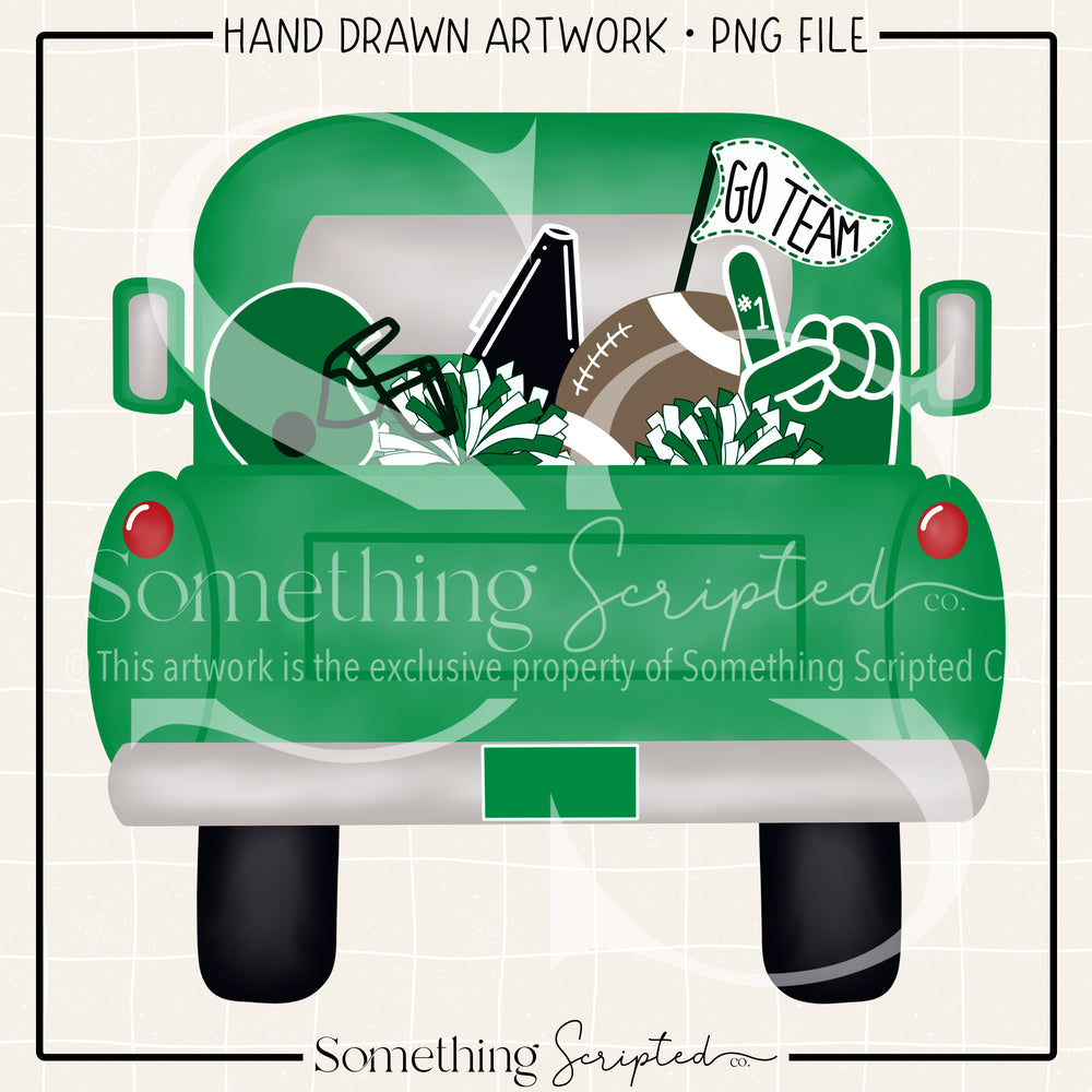 Football Pickup Truck Green Black PNG