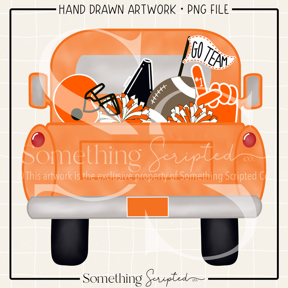 Football Pickup Truck Orange Black PNG