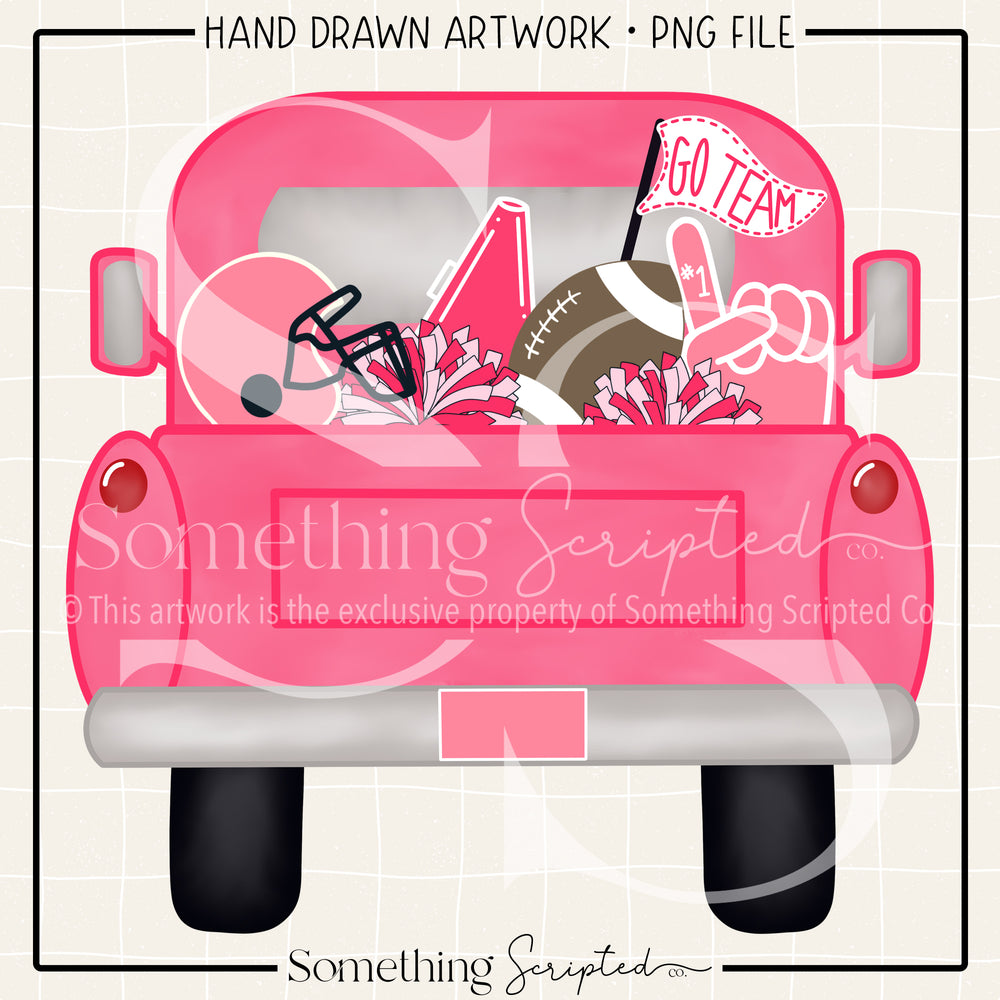 Football Pickup Truck Pink PNG