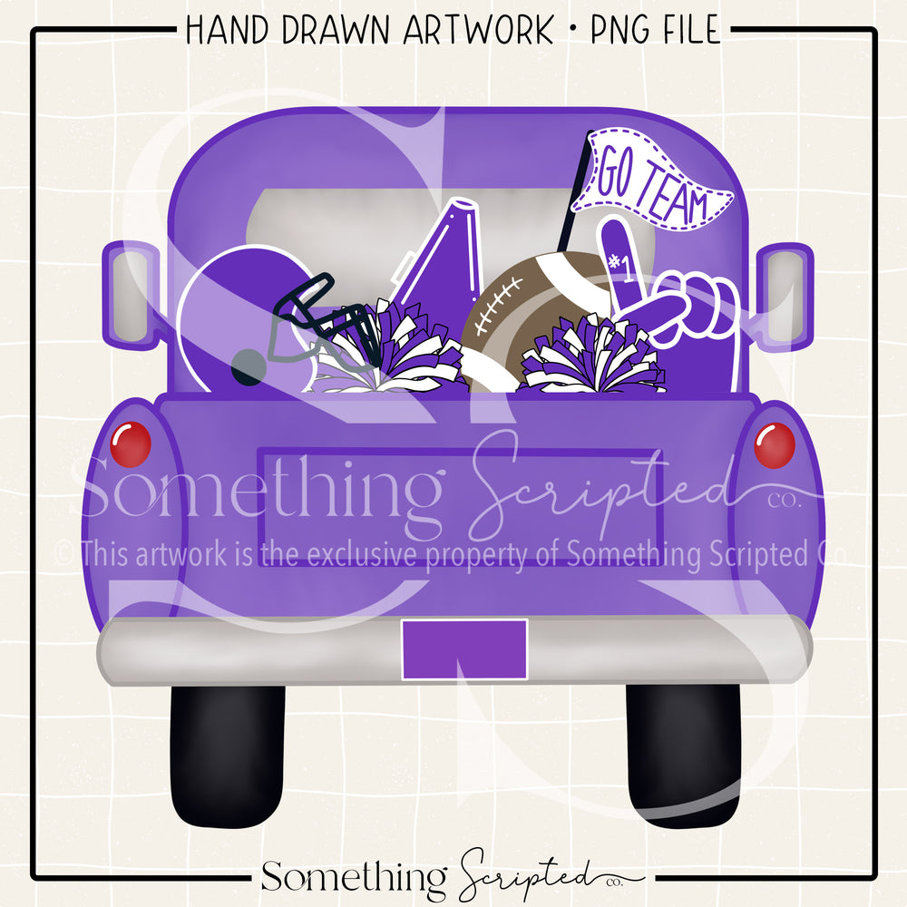 Football Pickup Truck Purple White PNG