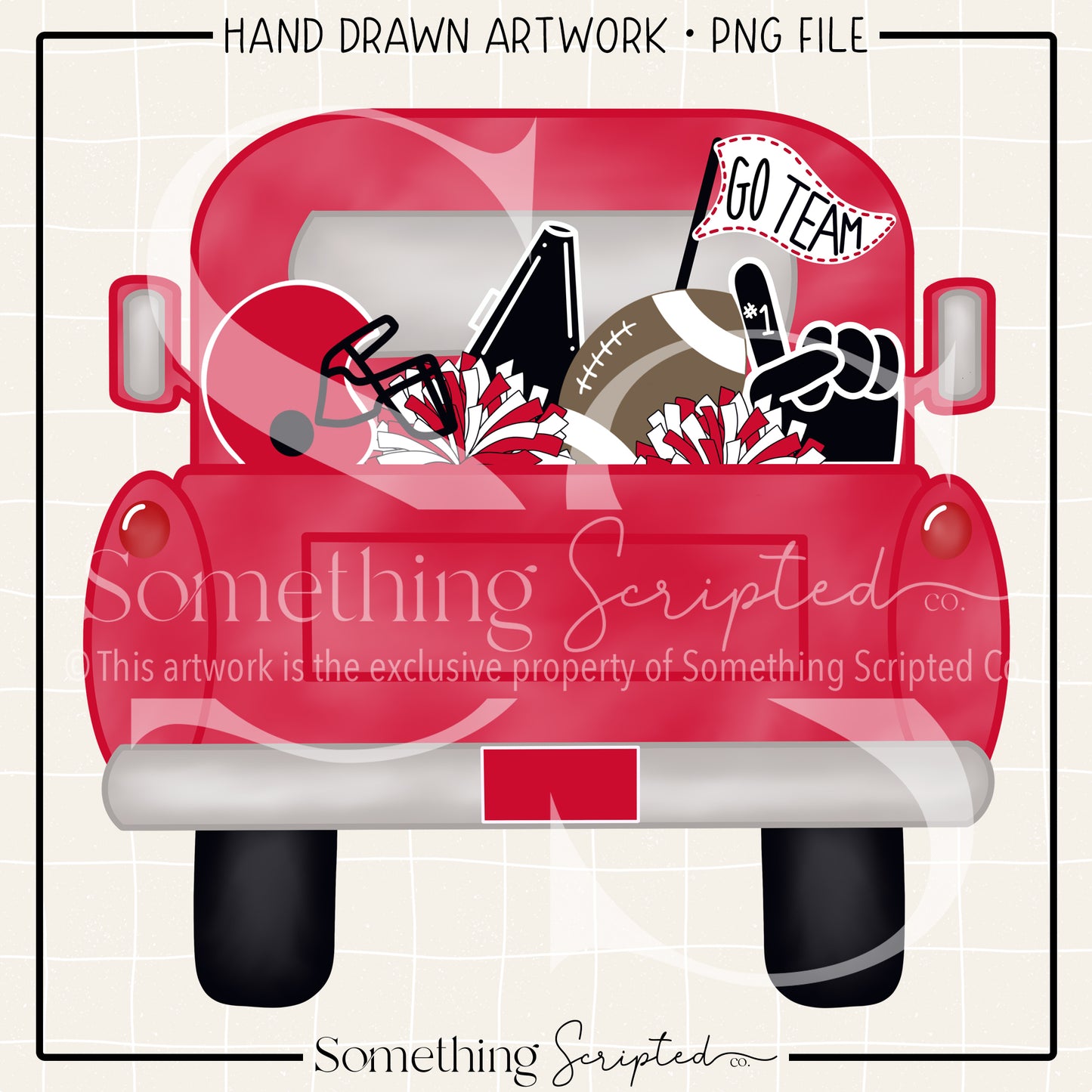 Football Pickup Truck Red Black PNG