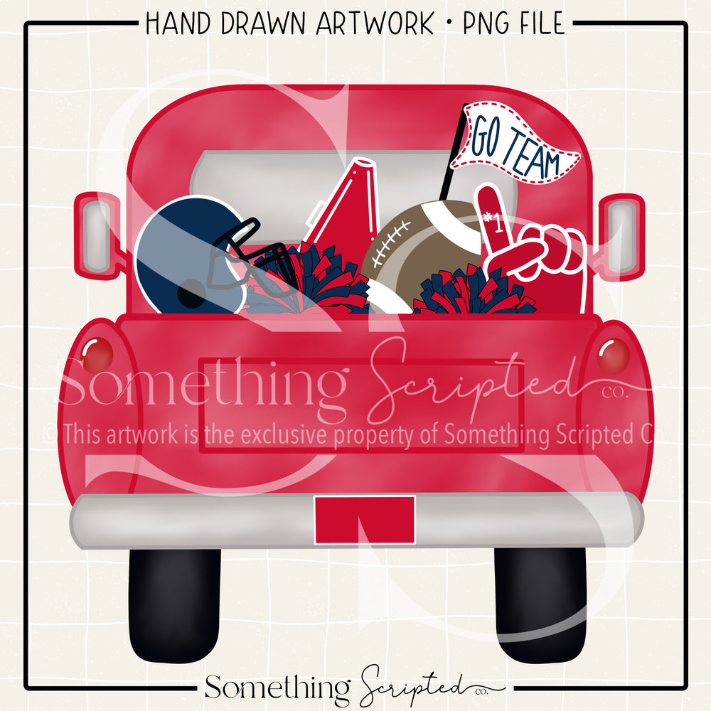 Football Pickup Truck Red Navy PNG