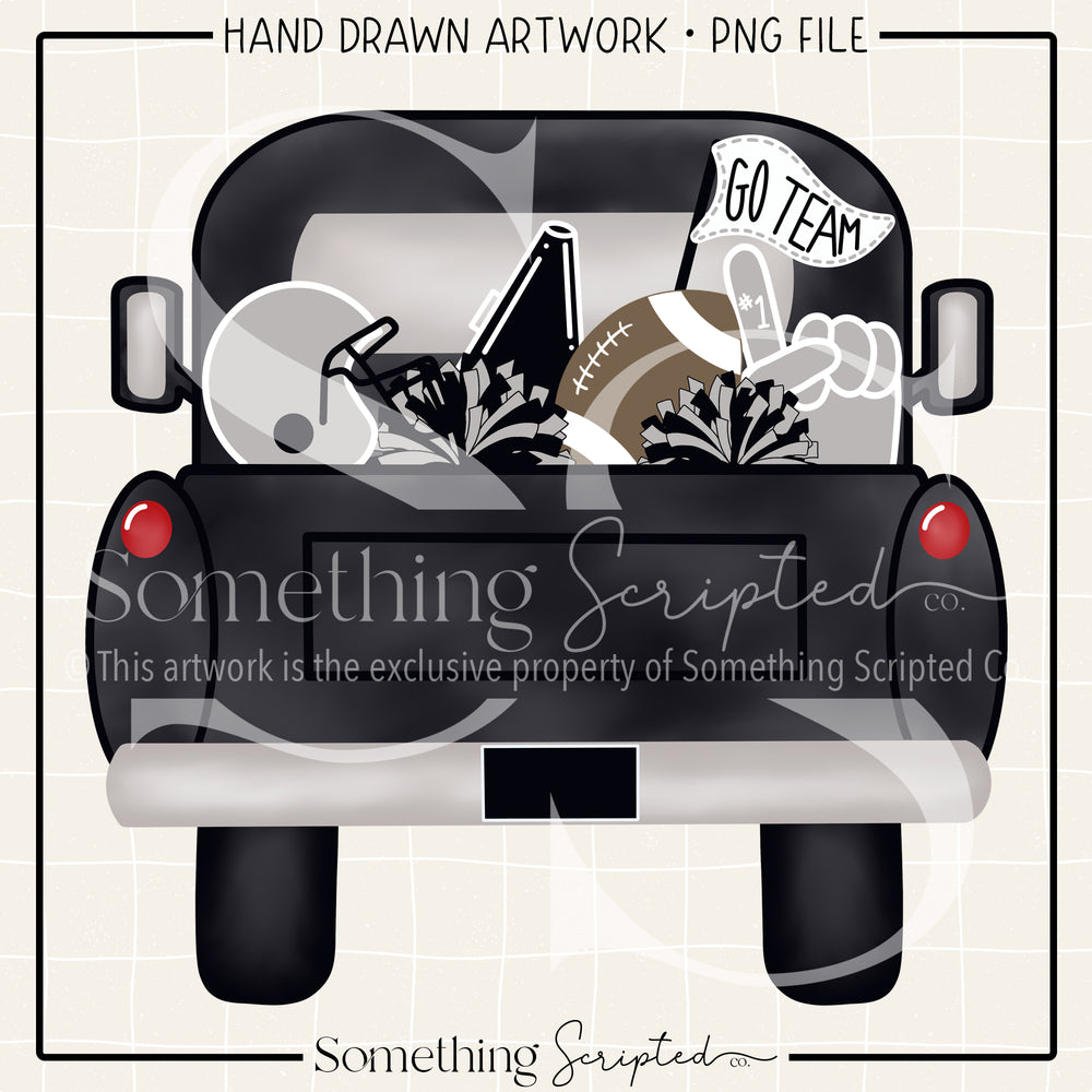 Football Pickup Truck Black Silver PNG