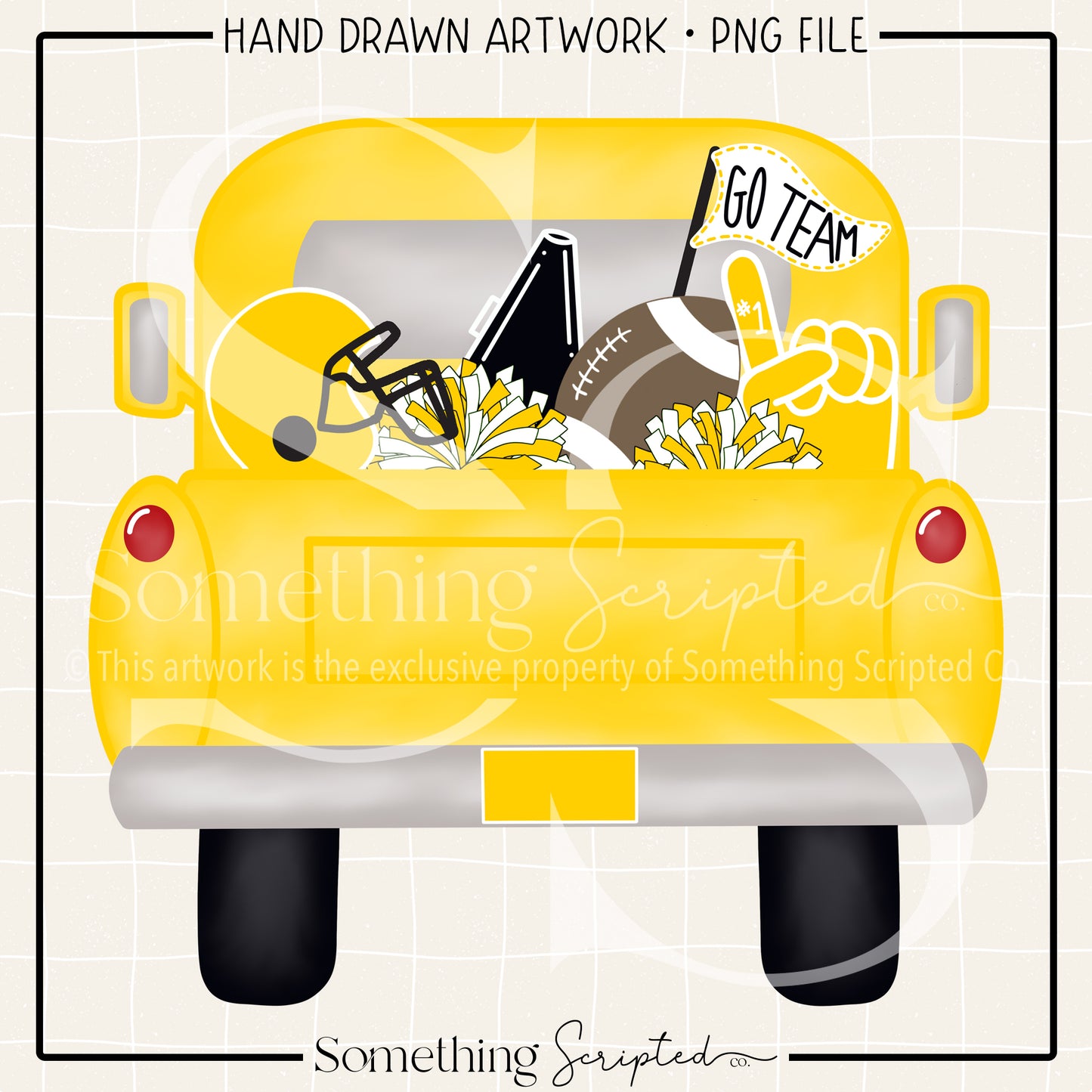 Football Pickup Truck Yellow Black PNG