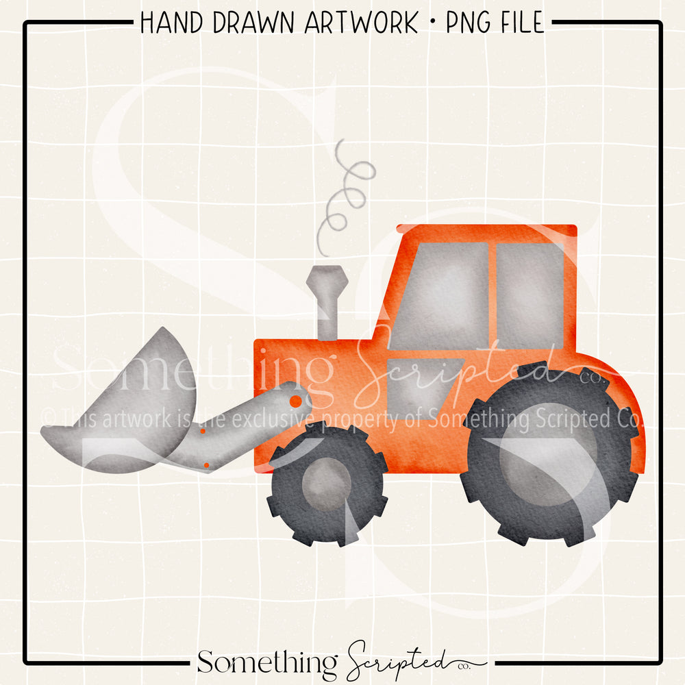 Orange Front End Loader PNG