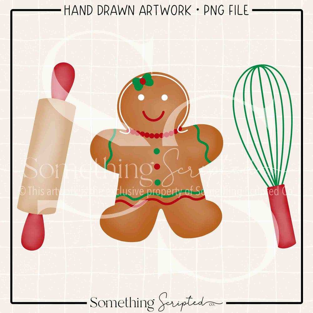 Gingerbread Girl Trio PNG