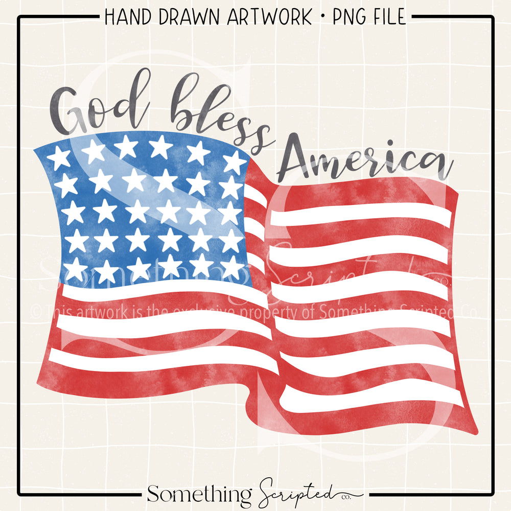 God Bless America Flag Blue PNG