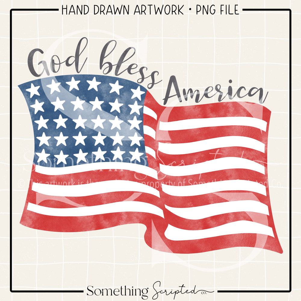 God Bless America Flag Navy PNG