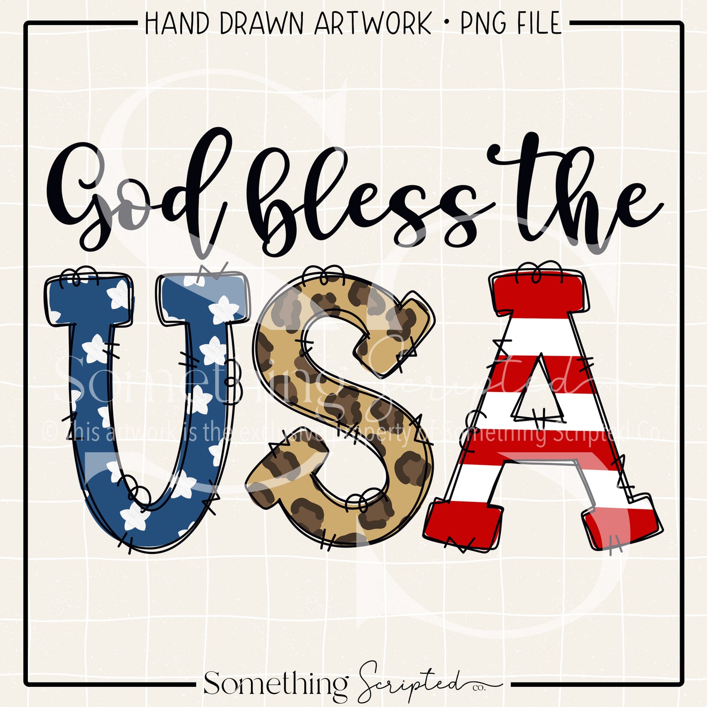 God Bless USA Swirls PNG