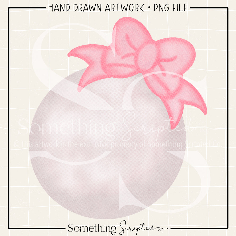 Golf Ball Pink Bow PNG