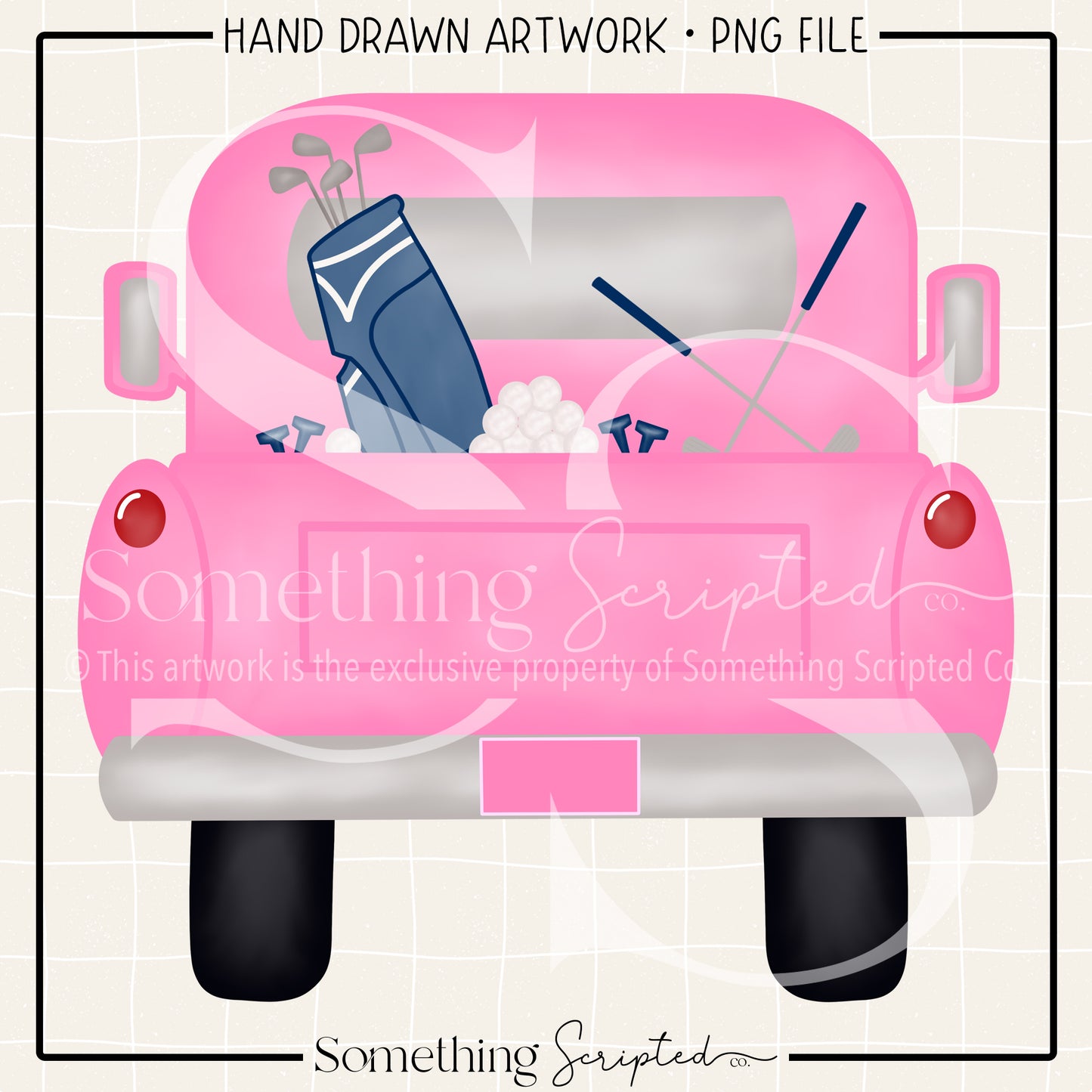 Golf Pickup Truck Pink Navy PNG