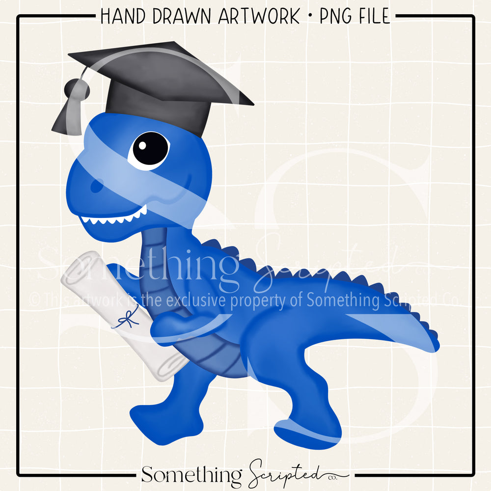 Grad Dino Blue PNG