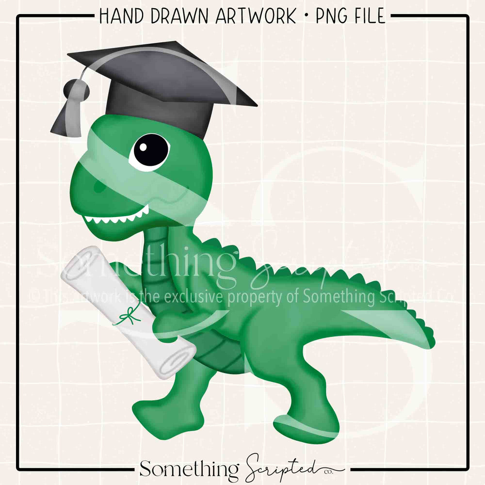 Grad Dino Green PNG