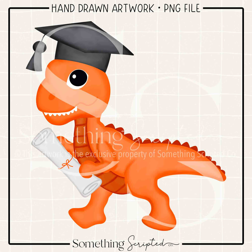 Grad Dino Orange PNG