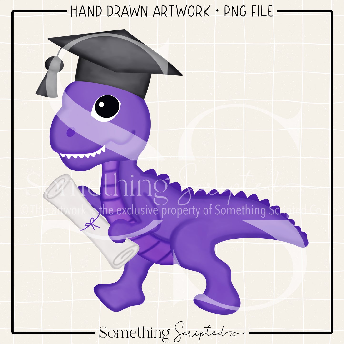 Grad Dino Purple PNG