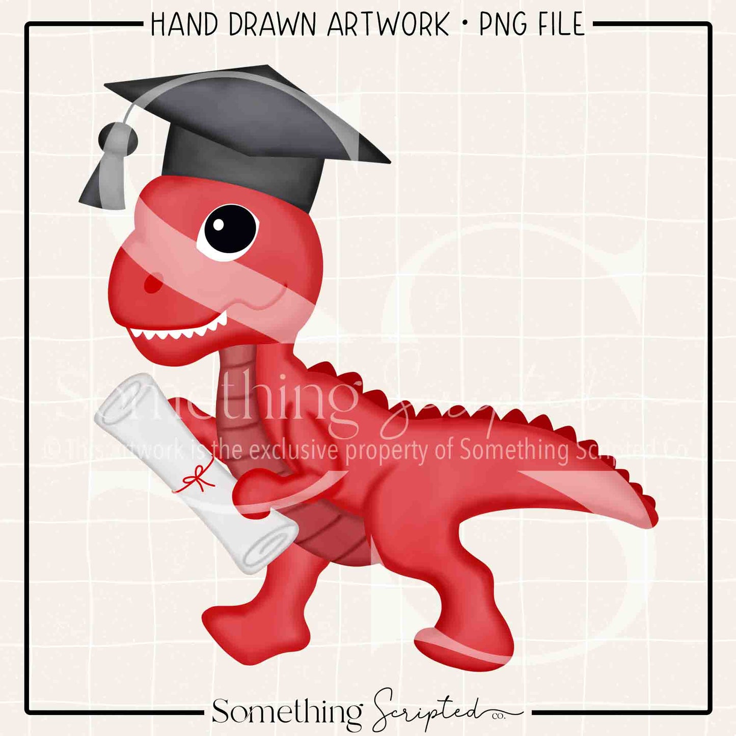 Grad Dino Red PNG